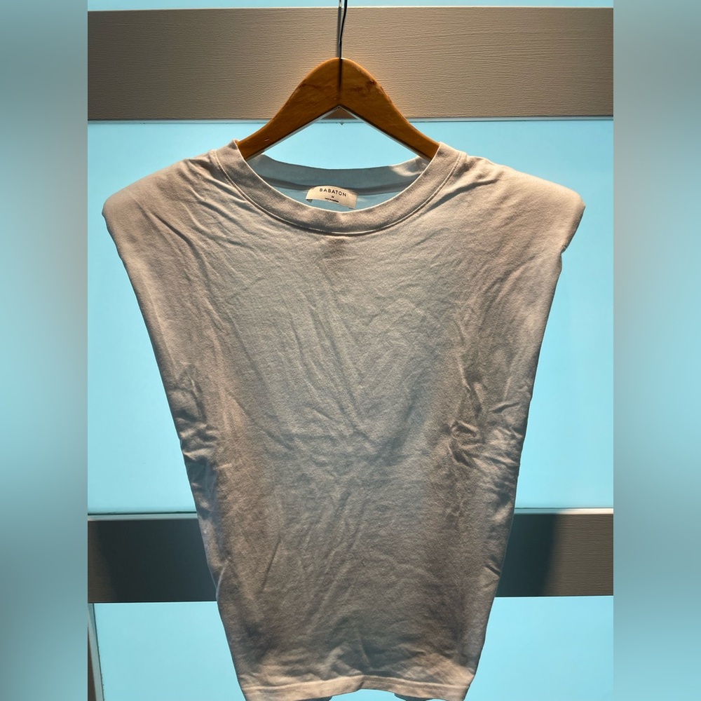 BABATON - White sleeveless shoulderpad T - shirt